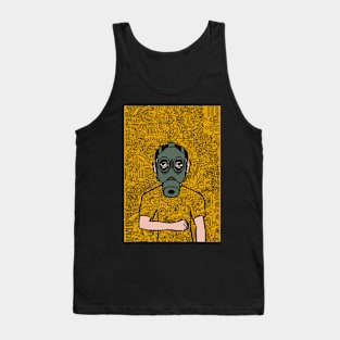 The Bearded Badger NFT - Pixelated Intrigue: Male Character with Dark Eyes Tank Top